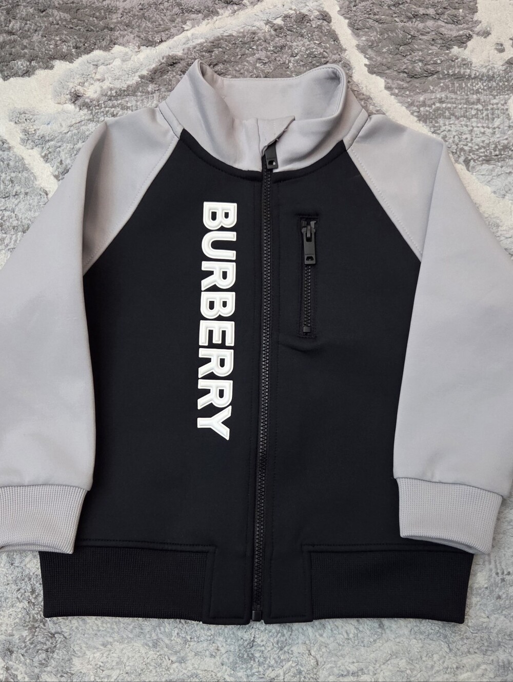 Burberry Black & Light Gray Kids Zip-Up Hoodie